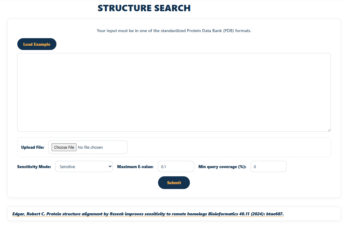 Structure search page